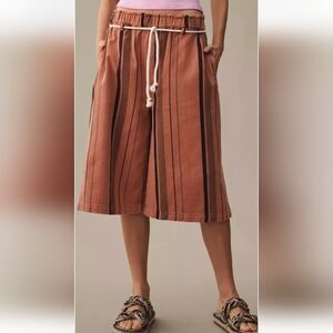 Anthropologie PILCRO Cropped Wide-Leg Jeans Striped Oversized Siz L Coast Whimsy